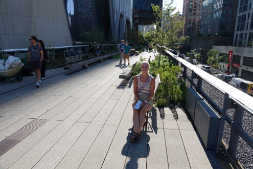 DSC00633 05-09-2024 Het High Line park in New York is een park op een verhoogde spoorrails midden in Manhattan, van Meatpacking District tot aan Hudson Yards.